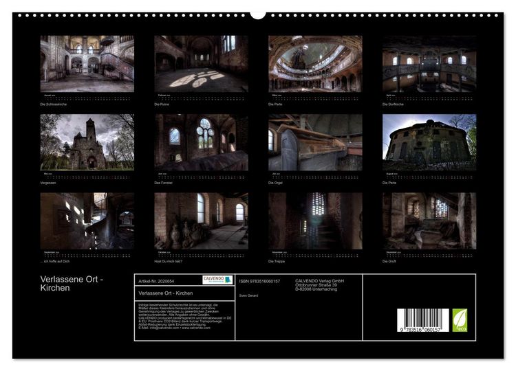 Produktbild: Verlassene Ort - Kirchen (hochwertiger Premium Wandkalender 2026 DIN A2 quer), Kunstdruck in Hochglanz