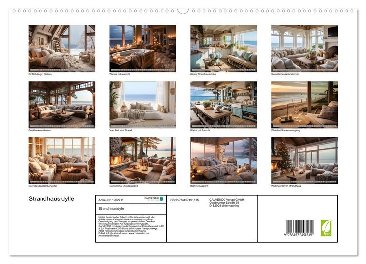 Produktbild: Strandhausidylle (hochwertiger Premium Wandkalender 2026 DIN A2 quer), Kunstdruck in Hochglanz