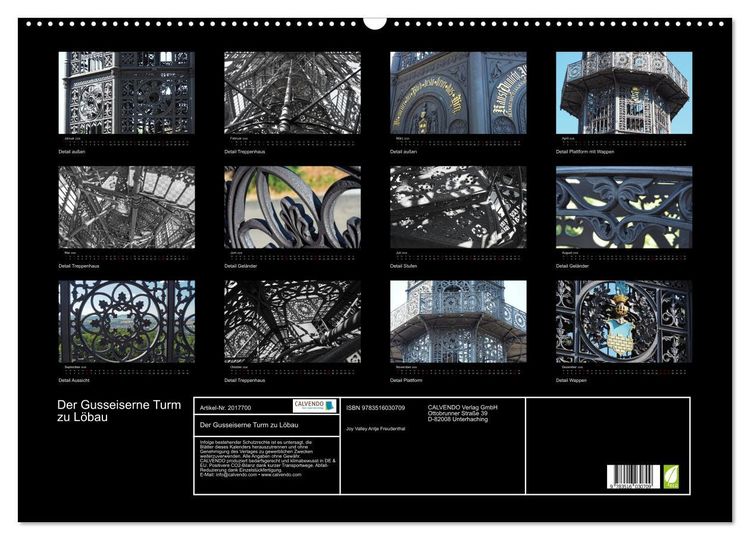 Produktbild: Der Gusseiserne Turm zu L&ouml;bau (Wandkalender 2026 DIN A2 quer), CALVENDO Monatskalender