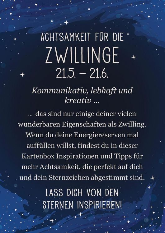 Produktbild: Achtsamkeit f&uuml;r die Zwillinge