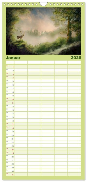 Produktbild: Familienplaner 2026 - Geheimnisse des alten Waldes mit 5 Spalten (Wandkalender, 21 x 45 cm) CALVENDO