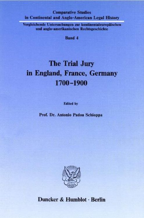 Produktbild: The Trial Jury in England, France, Germany 1700&ndash;1900.