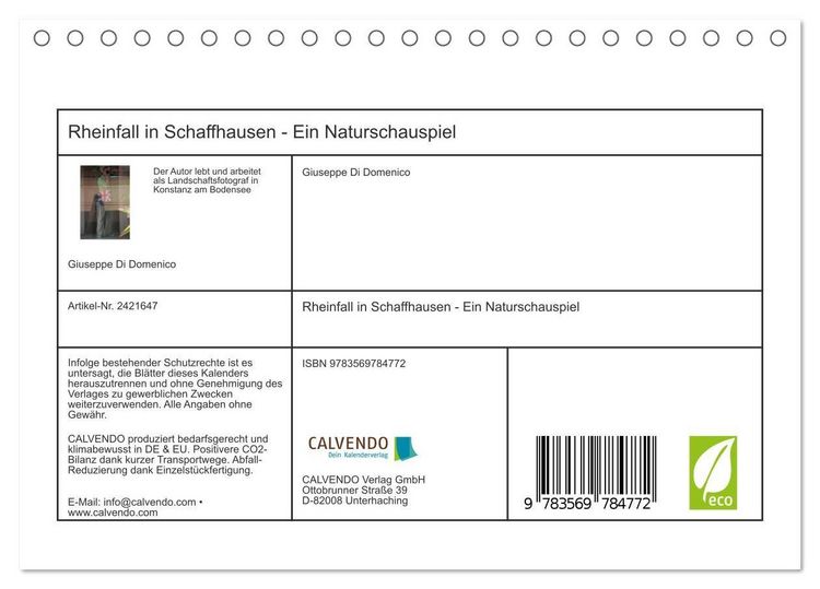 Produktbild: Rheinfall in Schaffhausen - Ein Naturschauspiel (Tischkalender 2027 DIN A5 quer), CALVENDO Monatskalender