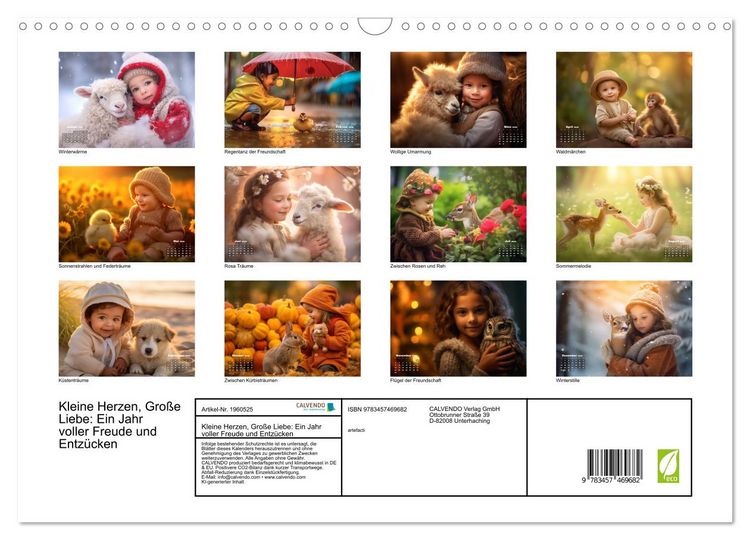 Produktbild: Kleine Herzen, Gro&szlig;e Liebe: Ein Jahr voller Freude und Entz&uuml;cken (Wandkalender 2026 DIN A3 quer), CALVENDO Monatskalender