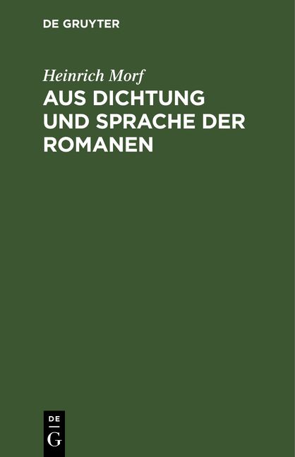 Produktbild: Aus Dichtung und Sprache der Romanen
