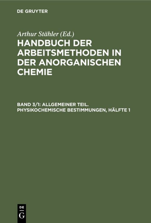 Produktbild: Allgemeiner Teil. Physikochemische Bestimmungen, H&auml;lfte 1