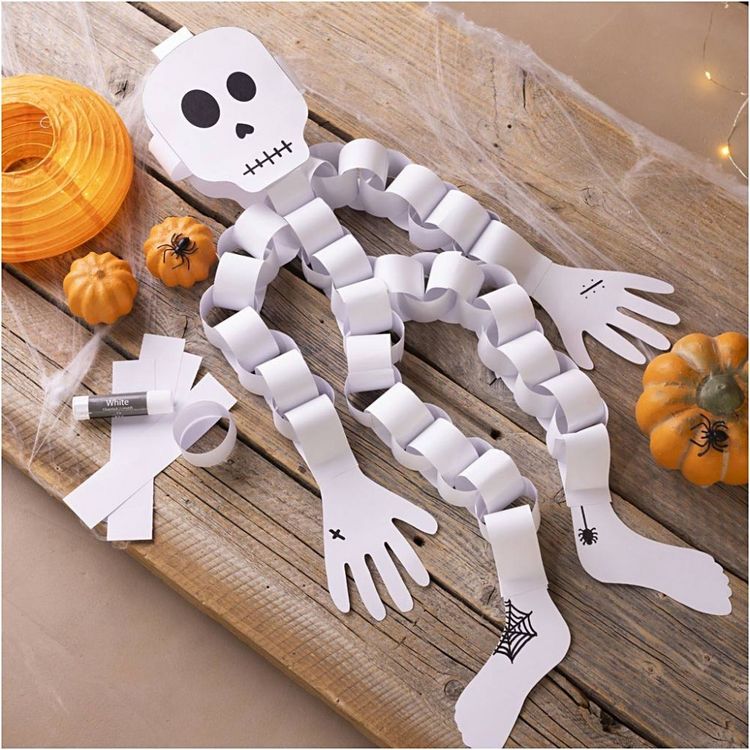 Produktbild: Creativ Company Mini Kreativ Set Papierdeko, Skelett, Schwarz/Wei&szlig;