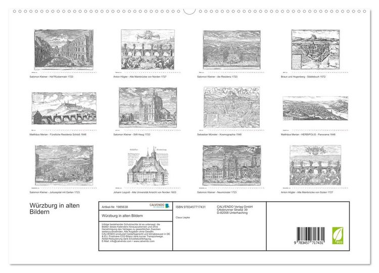 Produktbild: W&uuml;rzburg in alten Bildern (hochwertiger Premium Wandkalender 2026 DIN A2 quer), Kunstdruck in Hochglanz