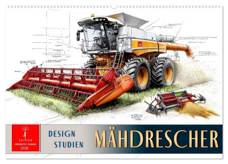 Produktbild: M&auml;hdrescher - Design Studien (Wandkalender 2026 DIN A2 quer), CALVENDO Monatskalender