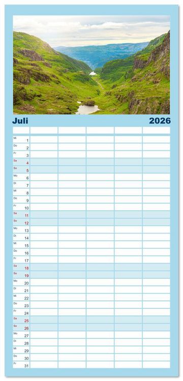 Produktbild: Familienplaner 2026 - Norwegen aus dem Hubschrauber - Luftaufnahmen und Panorama mit 5 Spalten (Wandkalender, 21 x 45 cm) CALVENDO