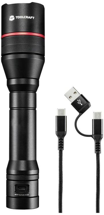 Produktbild: TOOLCRAFT TO-8702946 Handlampe verstellbar, mit USB-Schnittstelle, mit Stroboskopmodus akkubetrieben 3500 lm 7 h 397 g