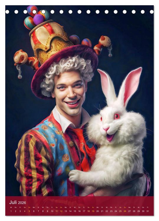 Produktbild: Ein Hauch von Magie - Schrille Clowns im Rampenlicht (Tischkalender 2026 DIN A5 hoch), CALVENDO Monatskalender