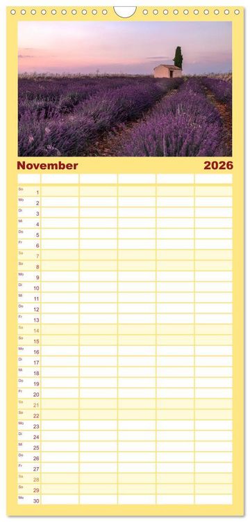 Produktbild: Familienplaner 2026 - Provence, Lavendelzeit in S&uuml;dfrankreich mit 5 Spalten (Wandkalender, 21 x 45 cm) CALVENDO