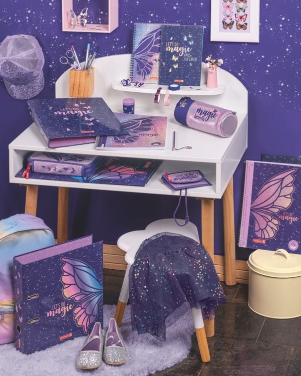 Produktbild: Brunnen Hausaufgabenheft Magic Butterfly &brvbar; A5, 48 Blatt, rosarot/lila
