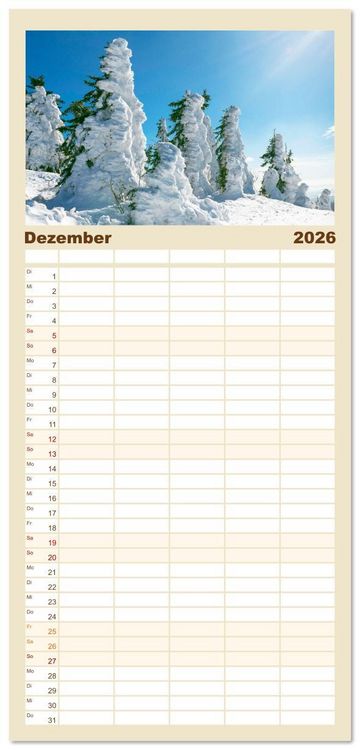 Produktbild: Familienplaner 2026 - Arber, Rachel und Lusen: Der Hintere Bayerische Wald mit 5 Spalten (Wandkalender, 21 x 45 cm) CALVENDO