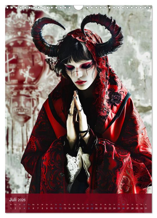 Produktbild: Teuflische Gothics - Gothic, Girls und H&ouml;rner (Wandkalender 2026 DIN A3 hoch), CALVENDO Monatskalender