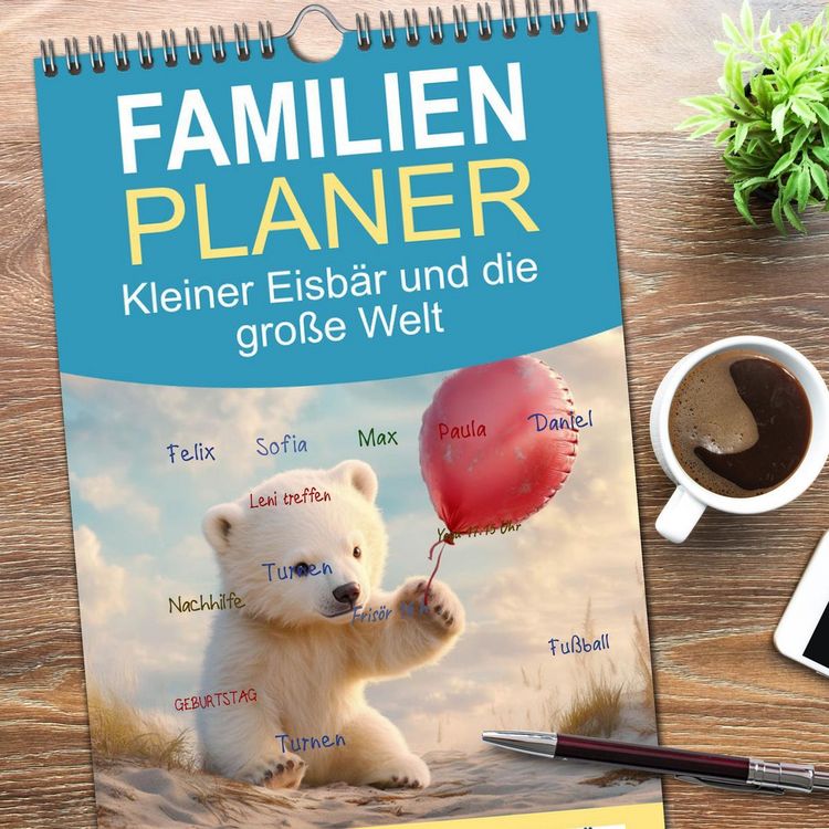 Produktbild: Familienplaner 2026 - Kleiner Eisb&auml;r und die gro&szlig;e Welt mit 5 Spalten (Wandkalender, 21 x 45 cm) CALVENDO