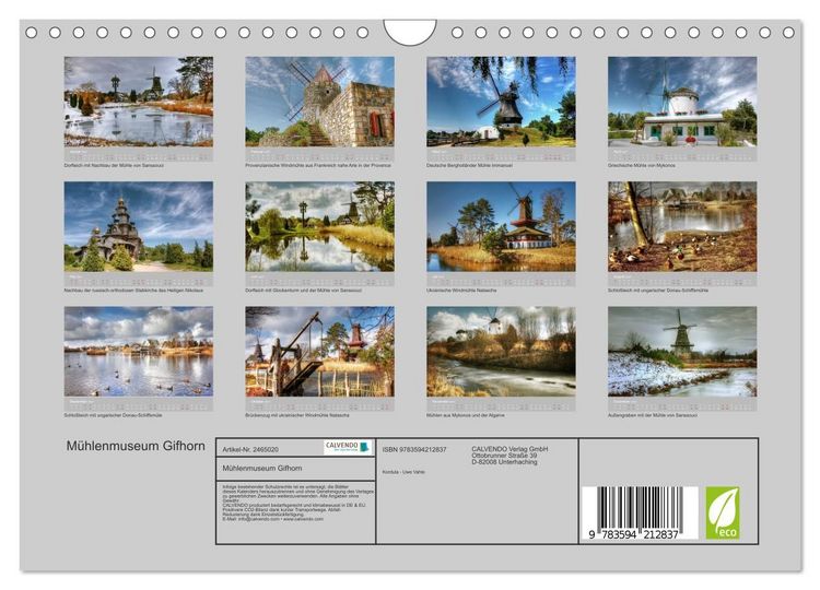 Produktbild: M&uuml;hlenmuseum Gifhorn (Wandkalender 2027 DIN A4 quer), CALVENDO Monatskalender