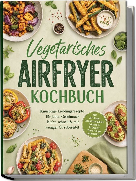 Produktbild: Vegetarisches Airfryer Kochbuch: Knusprige Lieblingsrezepte f&uuml;r jeden Geschmack &ndash; leicht, schnell & mit weniger &Ouml;l zubereitet. Mit 30-Tage-Ern&auml;hrungsplan, Fr&uuml;hst&uuml;ck, Br&ouml;tchen, Pasta-Chips, Aufstrichen