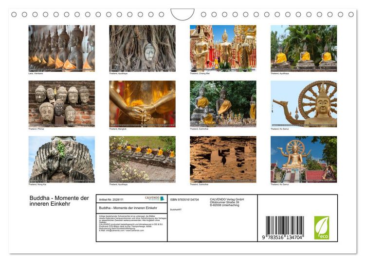 Produktbild: Buddha - Momente der inneren Einkehr (Wandkalender 2026 DIN A4 quer), CALVENDO Monatskalender