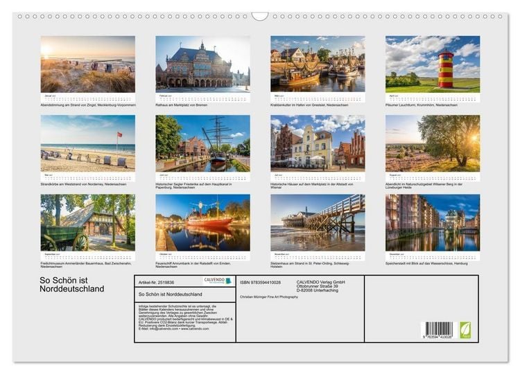 Produktbild: So Sch&ouml;n ist Norddeutschland (Wandkalender 2027 DIN A2 quer), CALVENDO Monatskalender