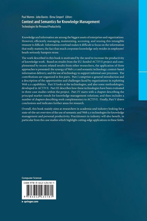 Produktbild: Context and Semantics for Knowledge Management
