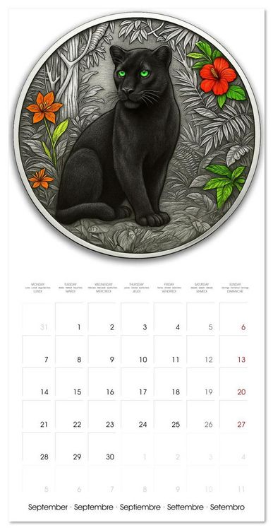 Produktbild: Silver Coin Big Cats (Wall Calendar 2026 12 &times; 12 Inch) CALVENDO 12 Month Wall Calendar