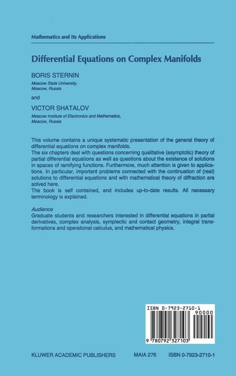 Produktbild: Differential Equations on Complex Manifolds