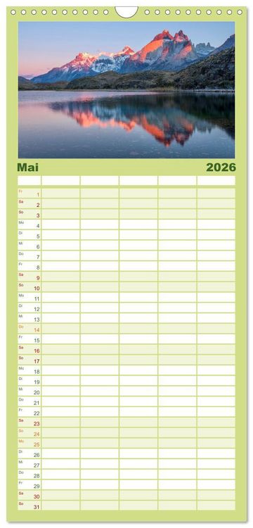 Produktbild: Familienplaner 2026 - Magie dieses S&uuml;damerikanischen Landes, Chile mit 5 Spalten (Wandkalender, 21 x 45 cm) CALVENDO