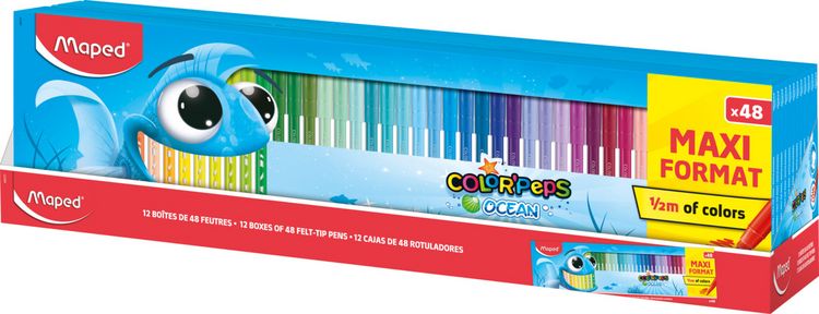 Produktbild: Maped Filzstifte Color'Peps Ocean 48 St&uuml;ck Faltschachtel