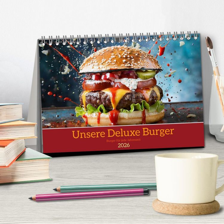 Produktbild: Unsere Burger Deluxe (Tischkalender 2026 DIN A5 quer), CALVENDO Monatskalender