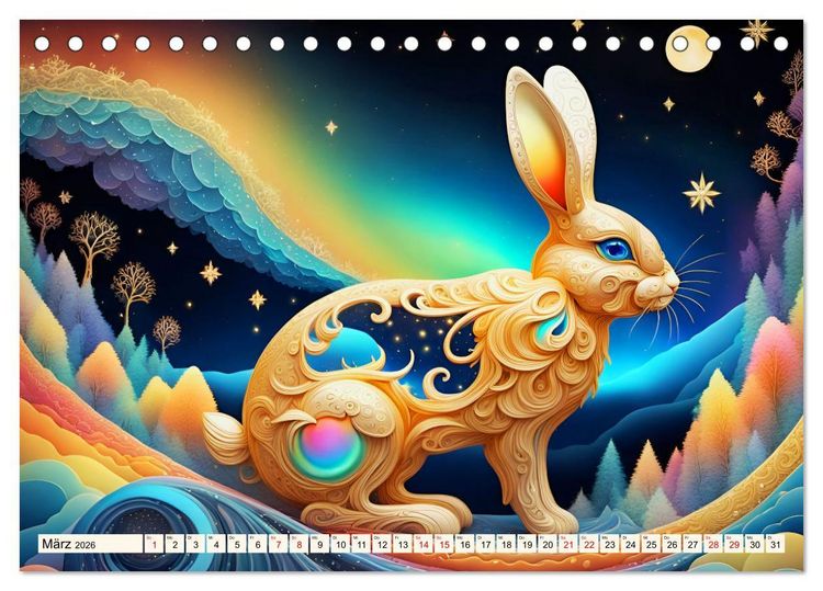 Produktbild: Tiere aus Regenbogenfarben (Tischkalender 2026 DIN A5 quer), CALVENDO Monatskalender