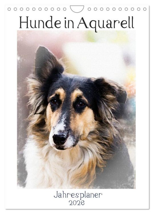 Produktbild: Hunde in Aquarell - Jahresplaner (Wandkalender 2026 DIN A4 hoch), CALVENDO Monatskalender
