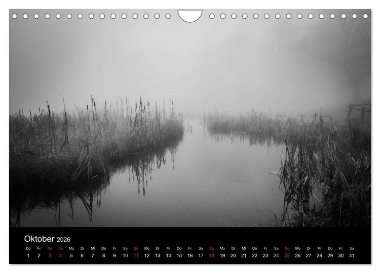 Produktbild: Monochrom 2026 (Wandkalender 2026 DIN A4 quer), CALVENDO Monatskalender
