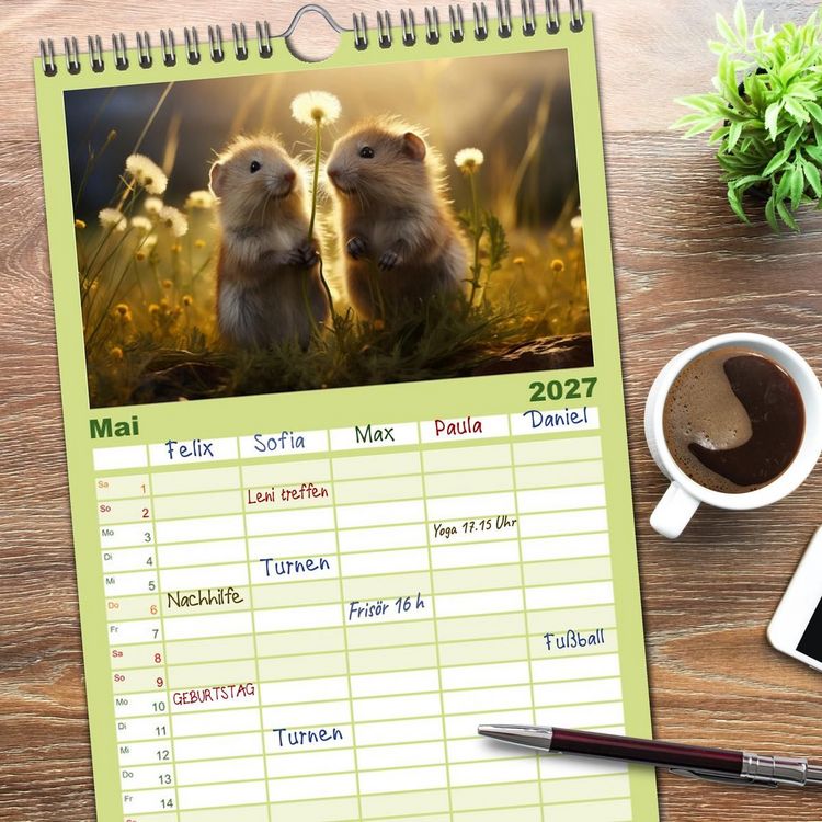 Produktbild: Familienplaner 2027 - Nach Art der Lemminge mit 5 Spalten (Wandkalender, 21 x 45 cm) CALVENDO