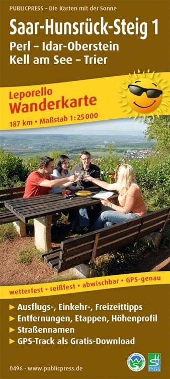 Produktbild: Wanderkarte Saar-Hunsr&uuml;ck-Steig 1, Perl - Idar-Oberstein, Kell am See - Trier 1:25 000