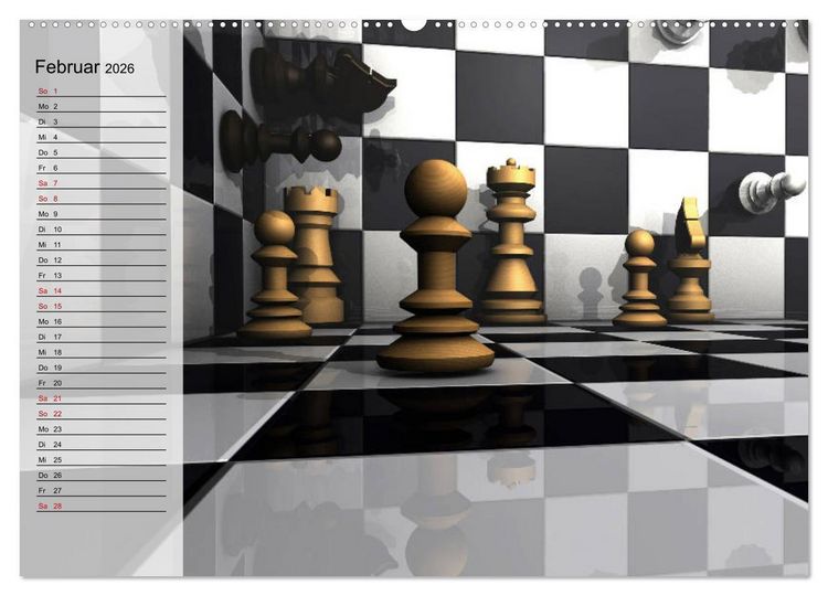 Produktbild: SCHACH - Spiel der K&ouml;nige (hochwertiger Premium Wandkalender 2026 DIN A2 quer), Kunstdruck in Hochglanz