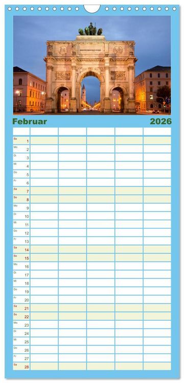 Produktbild: Familienplaner 2026 - Bayern bei Nacht mit 5 Spalten (Wandkalender, 21 x 45 cm) CALVENDO