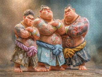 Produktbild: CALVENDO Puzzle Sumoringer Karikaturen | 1000 Teile Lege-Gr&ouml;&szlig;e 64x48cm Foto-Puzzle f&uuml;r gl&uuml;ckliche Stunden