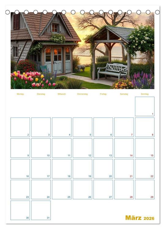 Produktbild: Cottagetr&auml;ume - Ein Jahr voller l&auml;ndlicher Magie (Tischkalender 2026 DIN A5 hoch), CALVENDO Monatskalender