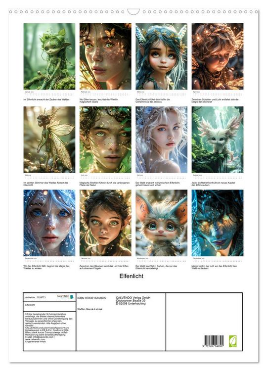 Produktbild: Elfenlicht (Wandkalender 2026 DIN A2 hoch), CALVENDO Monatskalender