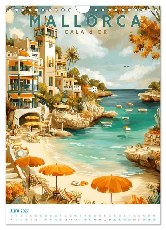 Produktbild: Mallorca - Old School Poster Style (Wandkalender 2027 DIN A4 hoch), CALVENDO Monatskalender