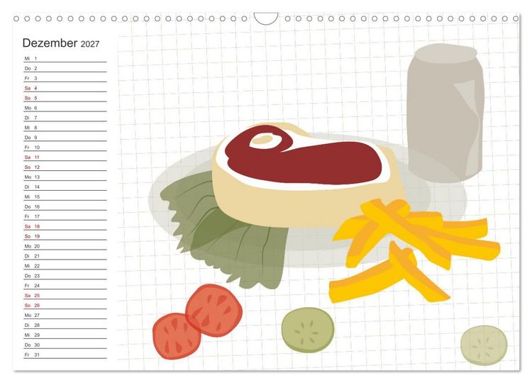 Produktbild: Fast Food Illustration (Wandkalender 2027 DIN A3 quer), CALVENDO Monatskalender