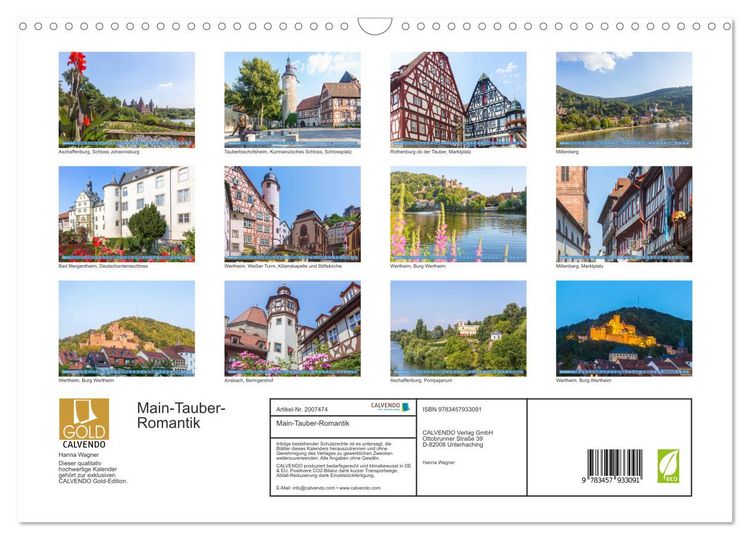 Produktbild: Main-Tauber-Romantik (Wandkalender 2026 DIN A3 quer), CALVENDO Monatskalender