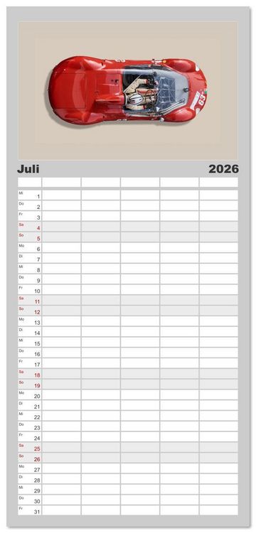 Produktbild: Familienplaner 2026 - Two-Seater Racing Cars 1950-1960 mit 5 Spalten (Wandkalender, 21 x 45 cm) CALVENDO