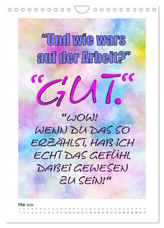 Produktbild: Humor und Ironie. Lustige Spr&uuml;che (Wandkalender 2026 DIN A4 hoch), CALVENDO Monatskalender