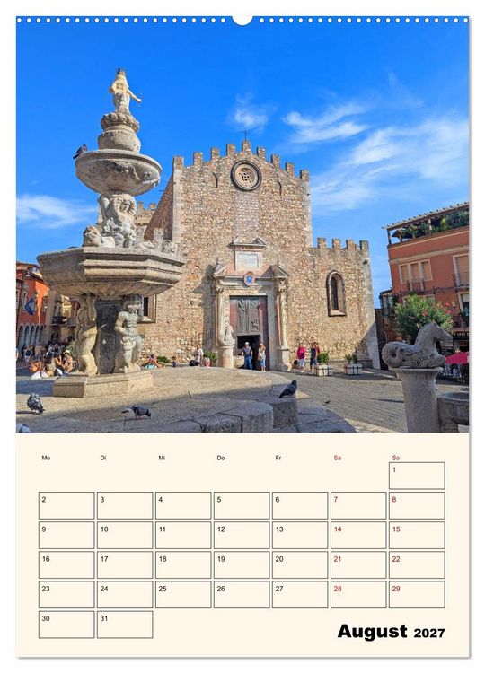 Produktbild: Taormina - &Auml;tna, Meer und antike Steine (Wandkalender 2027 DIN A2 hoch), CALVENDO Monatskalender