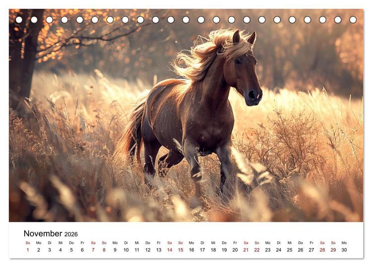 Produktbild: Wilde M&auml;hnen: Ein Jahr mit Pferden (Tischkalender 2026 DIN A5 quer), CALVENDO Monatskalender