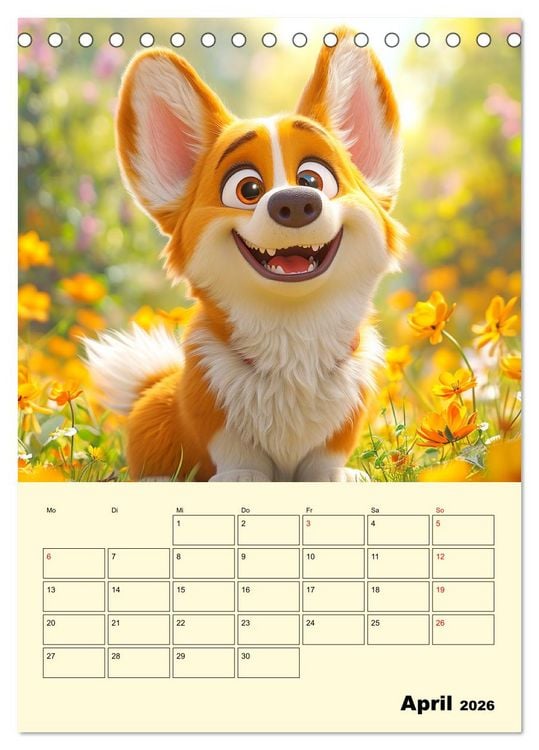 Produktbild: Entz&uuml;ckende Hunde. Liebliche Cartoons zum Schmunzeln (Tischkalender 2026 DIN A5 hoch), CALVENDO Monatskalender