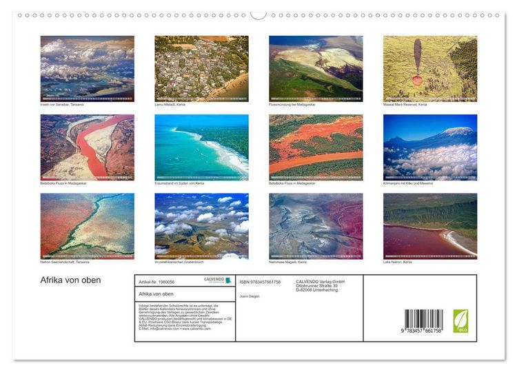 Produktbild: Afrika von oben (hochwertiger Premium Wandkalender 2026 DIN A2 quer), Kunstdruck in Hochglanz